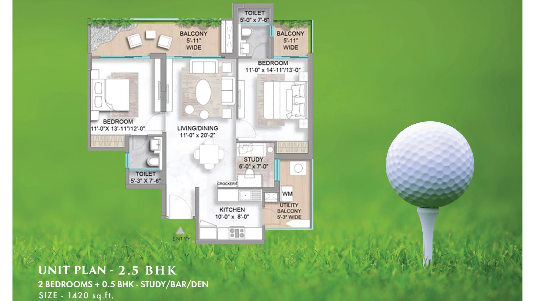 Golf Hills — 2.5 BHK floor plan