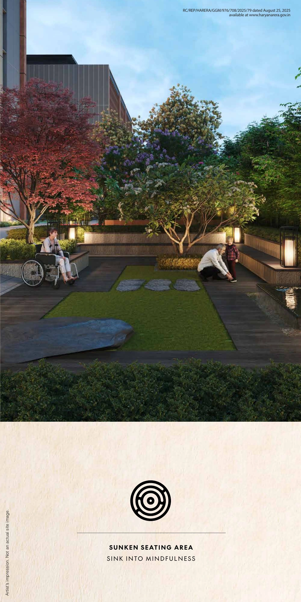 Godrej Sora — landscape seating (brochure illustration)